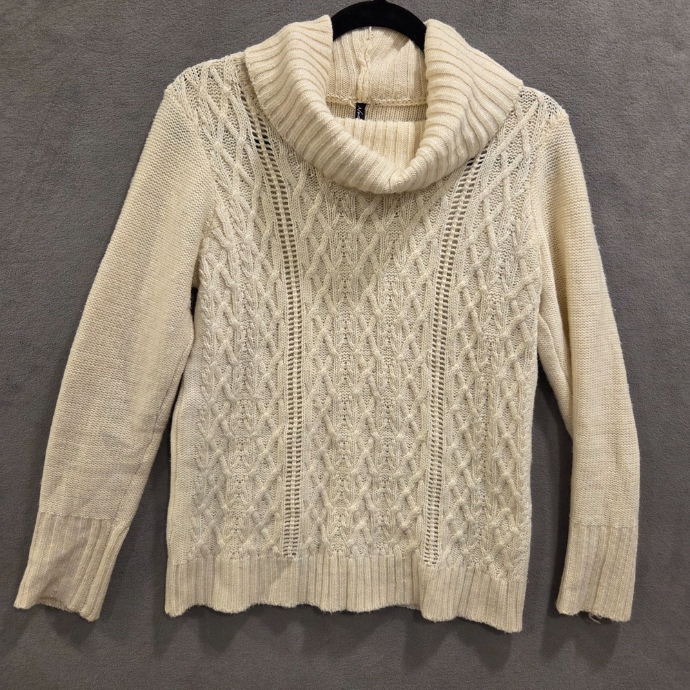 North River Cable Knit Sweater Women's Size Small Cowl‎ Neck Classic Warm Comfy